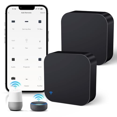 Panamalar Smart IR-Fernbedienung für IR&RF Geräte, WiFi Universal Control Hub kompatibel mit Alexa/Timer, Smart Home Automatisierung für TV/Lampe/Klimaanlage/Vorhänge/Ventilator (Black-2PCS) von PANAMALAR