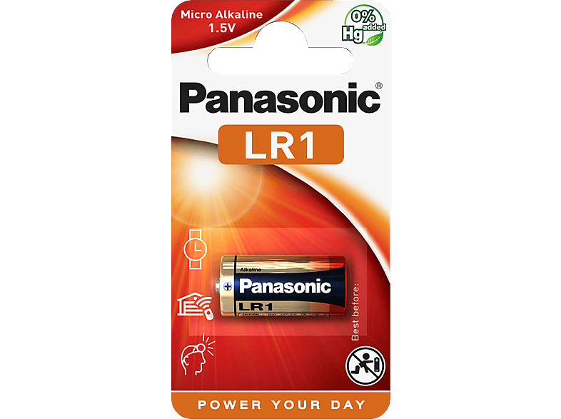 PANASONIC 00290098 LR1EP/1BE LR1 Batterie, Alkaline, 1.5 Volt, 900 mAh von PANASONIC