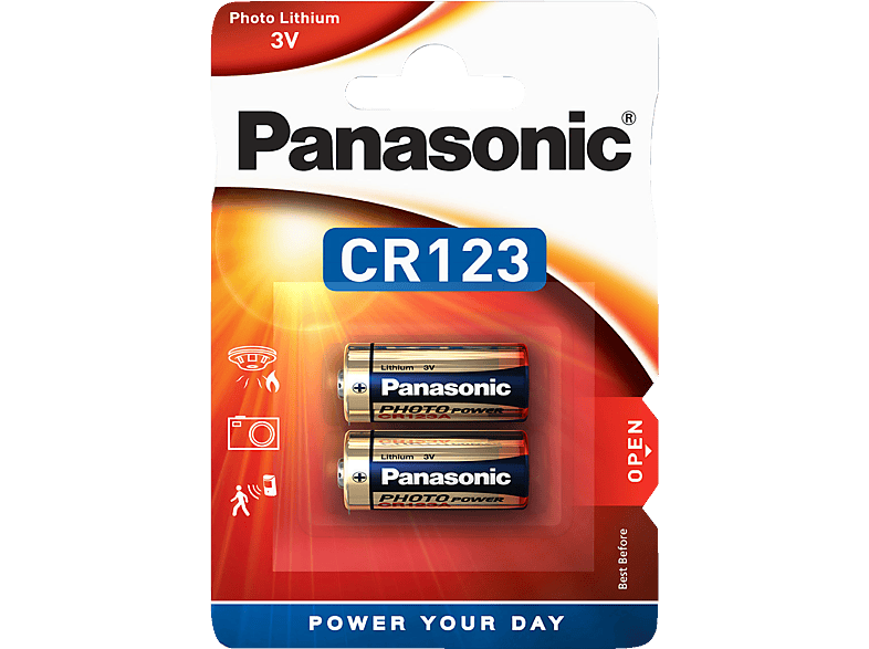 PANASONIC 2B222572 CR123A Batterie, Lithium Metall, 3 Volt von PANASONIC