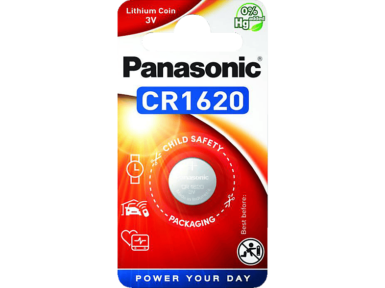 PANASONIC 2B350597 CR1620L/1BP CR1620 Knopfzelle, Li-Ion, 3 Volt von PANASONIC