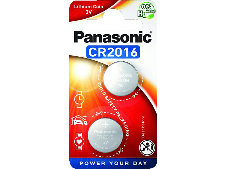 PANASONIC 2B360571 CR2016L/2BP CR2016 Knopfzelle, Lithium Metall, 3 Volt von PANASONIC