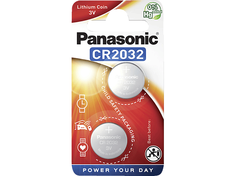 PANASONIC 2B380571 CR2032L/2BP CR2032 Knopfzelle, Lithium Metall, 3 Volt von PANASONIC