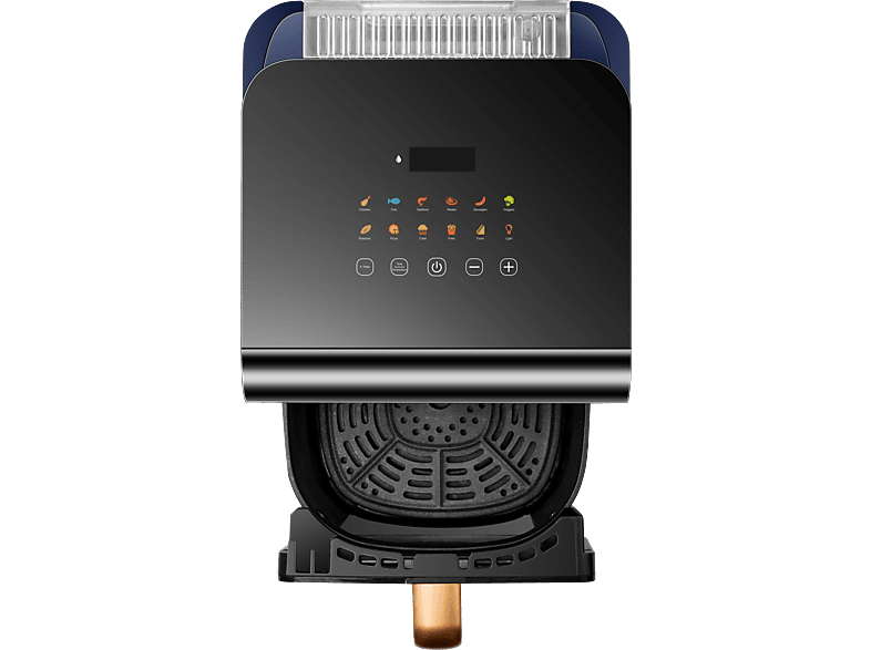 PANASONIC Air Fryer NF-CC600 (Heißluftfritteuse) 1450 Watt Schwarz mit Roségoldenem Griff, Dunkelblau an den Seiten von PANASONIC