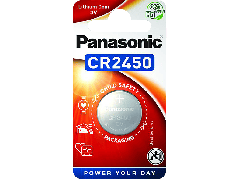 PANASONIC CR-2450EL/1B CR2450 Knopfzelle, Lithium Metall, 3 Volt von PANASONIC