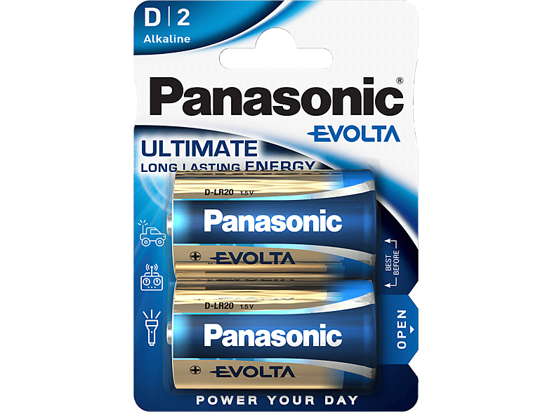 PANASONIC LR20EGE/2BP Evolta D Batterie, Alkaline, 1.5 Volt von PANASONIC