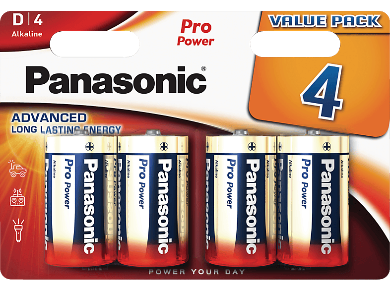 PANASONIC LR20PPG/4BW LR20 Batterien, Alkaline, 1.5 Volt 4 Stück von PANASONIC