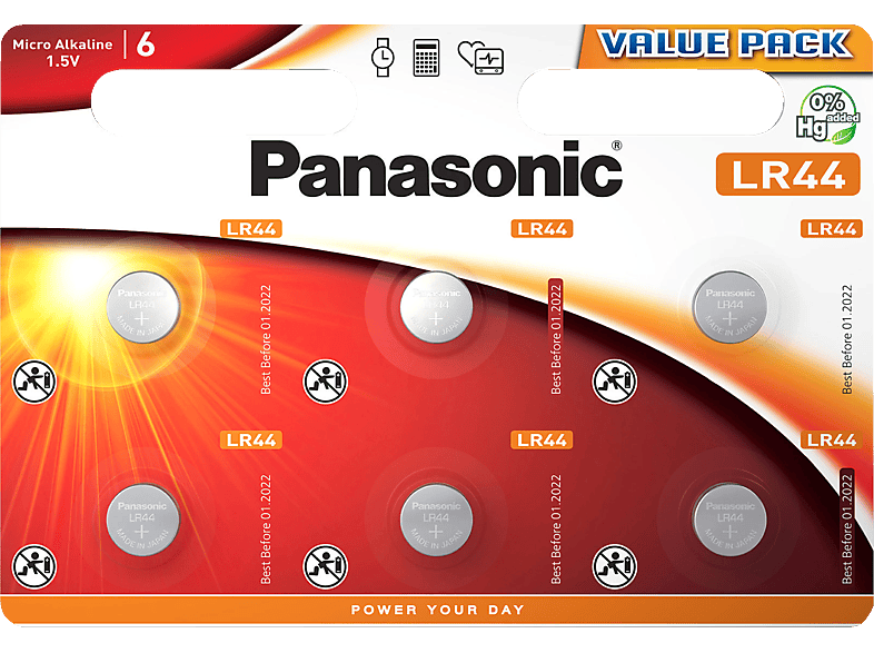 PANASONIC LR44 Knopfzelle, Alkaline, 1.5 Volt von PANASONIC
