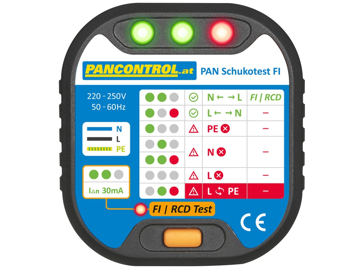 PANCONTROL Steckdosen-Prüfer + FI-Tester PAN Schukotest FI von PANCONTROL