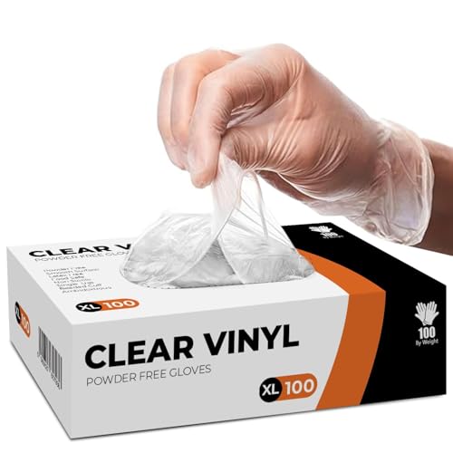PANKTI Transparente Vinyl-Handschuhe, puderfrei und latexfrei, transparente Einweghandschuhe für Medizin, Kochen, Reinigung, vielseitig einsetzbar (XL, 100) von PANKTI