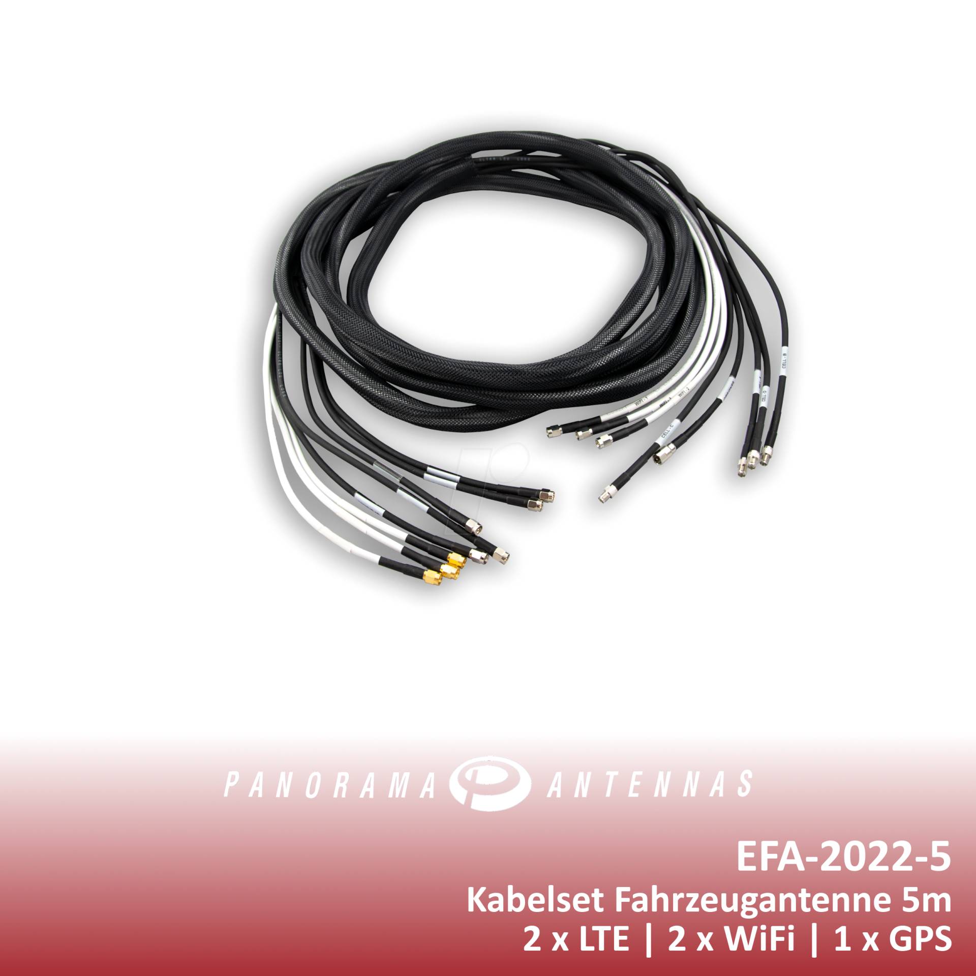 PAA EFA-2022-5 - Kabelset-Fahrzeugantennen 4x LTE + 6x WIFI +1x GPS, 5 m von PANORAMA ANTENNAS
