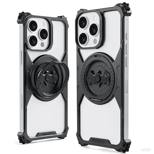 PANPHEN Fledermaus-Hülle, kompatibel mit iPhone 16 Pro 6,3 Zoll, minimalistische Aluminium-Schutzhülle mit 360° drehbarem Ringhalter, schlankes, stoßfestes Metallrahmenloses Design, Schwarz PANPHEN Fledermaus-Hülle, kompatibel mit iPhone 16 Pro 6,3 Zoll, minimalistische Aluminium-Schutzhülle mit 360° drehbarem Ringhalter, schlankes, stoßfestes Metallrahmenloses Design, Schwarz von PANPHEN