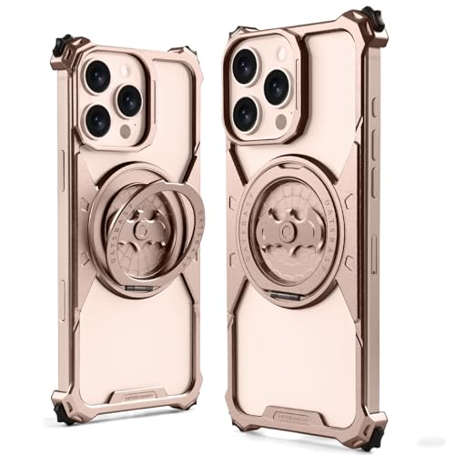 PANPHEN Fledermaus-Hülle, kompatibel mit iPhone 16 Pro Max 17,5 cm (6,9 Zoll), minimalistische Aluminium-Stoßfängerhülle mit 360° drehbarem Ringhalter, schlankes, stoßfestes Metallrahmenloses Design von PANPHEN