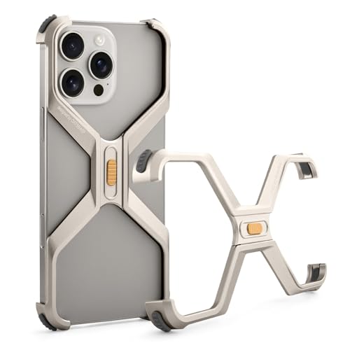 PANPHEN X Schutzhülle für iPhone 16 Pro Max 17,5 cm (6,9 Zoll), Wärmeableitung, Metall-Stoßdämpfer, randlos, rahmenlos, schlank, stoßfest, schützende Metall-Stoßfänger, natürliches Titan von PANPHEN