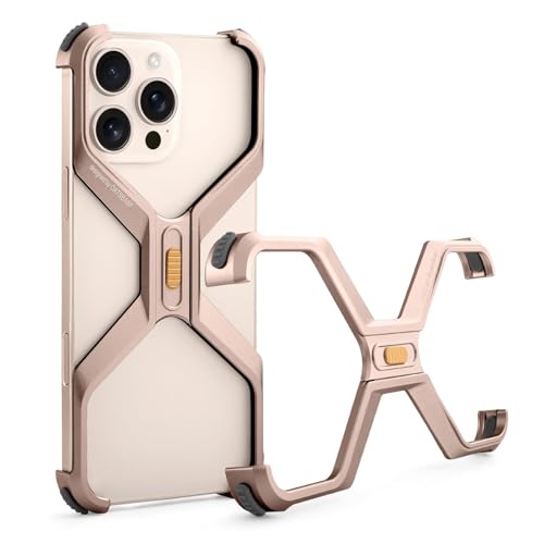 PANPHEN X Schutzhülle für iPhone 16 Pro Max 17,5 cm (6,9 Zoll), Wärmeableitung, Metall-Stoßdämpfer, randlos, rahmenlos, schlank, stoßfest, schützende Metall-Stoßfänger-Telefonhülle, Desert Titanium von PANPHEN