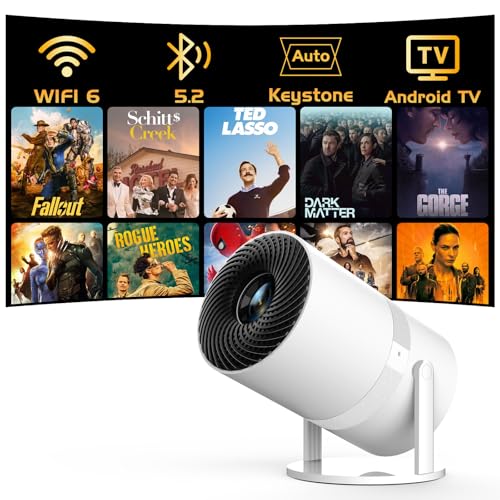 [270° Verstellbarer Ständer] PANSEBA Smart-Mini-Projektor mit WiFi 6 und Bluetooth, Auto-Keystone-Outdoor-Filmprojektor, 1080P Full-HD-Unterstützung, großer Bildschirm, tragbarer Heimprojektor für von PANSEBA