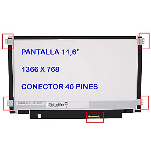 PANTALLA PORTATIL Laptop-Bildschirm B116XTN04.0 HW1A LCD LED WXGA (1366 x 768), HD 40 Pin, wasserdicht, 2 Zoll, rechts von PANTALLA PORTATIL