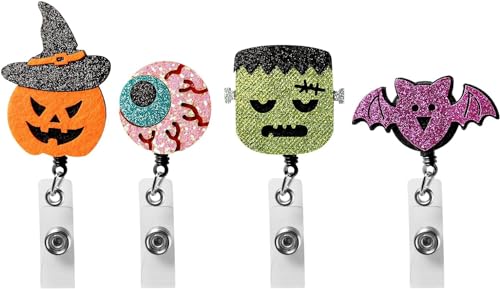 PANTIDE 4 Stück Halloween Einziehbare Badge Reel Filz Kürbis Ausweishalter Fledermaus Badge Clip Name ID-Karte für Kinder Büroangestellte Studenten Krankenschwester Halloween Glitzer Dekorative PANTIDE 4 Stück Halloween Einziehbare Badge Reel Filz Kürbis Ausweishalter Fledermaus Badge Clip Name ID-Karte für Kinder Büroangestellte Studenten Krankenschwester Halloween Glitzer Dekorative von PANTIDE