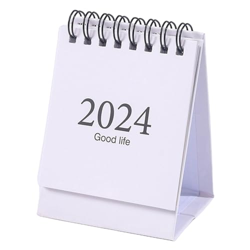PAPABA Tischkalender 2024 Mini mit Metallringbindung 2023–2024, Planbuch, Spiralspule, Seitenwechsel, Datumsaufzeichnung, 17 Monate, für Planung, Ereignisprotokoll, Jahr Weiß von PAPABA