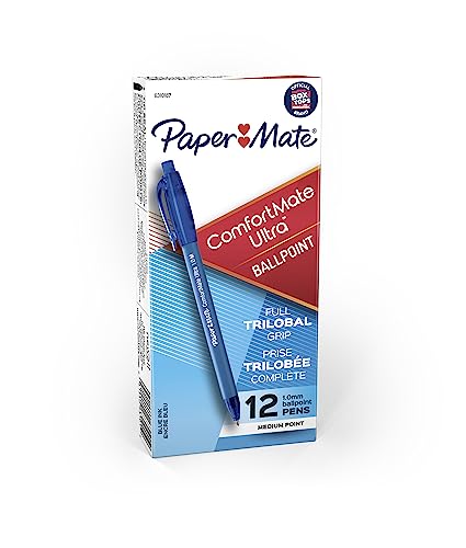 ComfortMate Ballpoint Retractable Pen, Blue Ink, Medium, Dozen von PAPER MATE