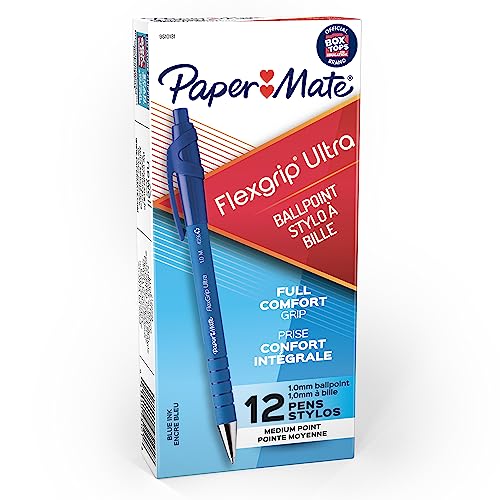 DYMO FlexGrip Ultra M blau 12 Stück – Kugelschreiber (blau, Kunststoff, Metall, 1 mm, mittel, 12 Stück) von PAPER MATE