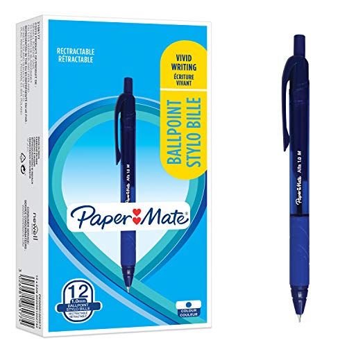 PAPER MATE 2108177 Alfa Druckkugelschreiber | mittlere Spitze (1,0 mm) | blaue Tinte | 12 Stück von PAPER MATE