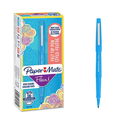 PAPER MATE Flair-Filzstifte/mittlere Spitze 0,7 mm/Himmelblau / 12er-Packung von PAPER MATE