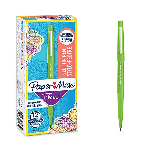 PAPER MATE Flair Filzstifte | mittlere Spitze (0,7 mm) | Limettengrün | 12 Stück von PAPER MATE