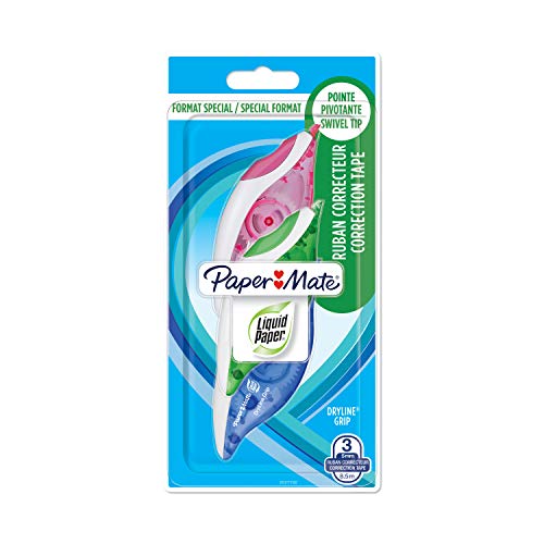 Paper Mate Liquid Paper DryLine Grip-Korrekturband | Gemischte Farben | 3 Stück von PAPER MATE