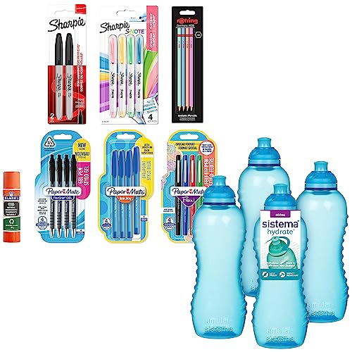 PAPER MATE Schulanfang set Sharpie Pens stifte Set und 4 Sistema Wasserflasche von PAPER MATE