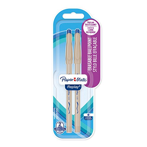 Paper Mate 2027767 Replay Set 2 Kugelschreiber radierbar mittlere Spitze 1 mm blau von PAPER MATE