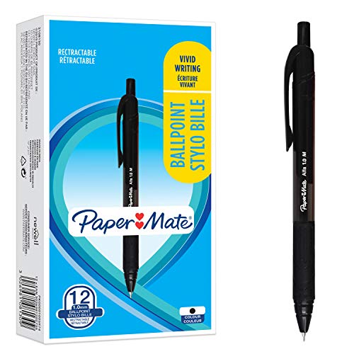 Paper Mate Alfa Druckkugelschreiber | mittlere Spitze (1,0 mm) | schwarze Tinte | 12 Stück von PAPER MATE