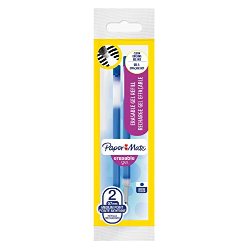 Paper Mate Erasable Gel Nachfüllminen (für Gelschreiber, mittlere Spitze mit 0,7 mm) 2er Pack blau von PAPER MATE
