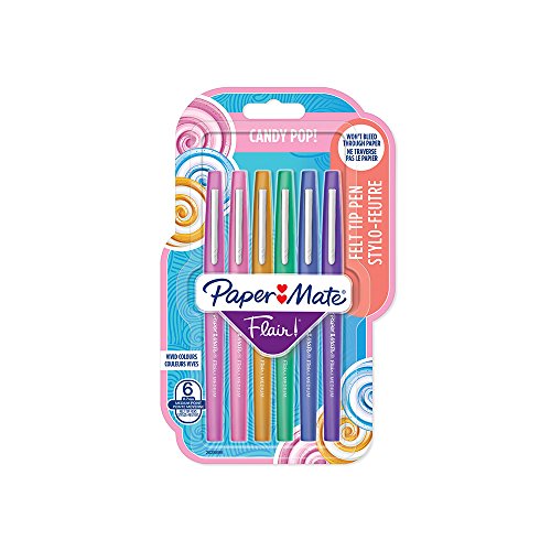 Paper Mate Flair Filzstifte | mittlere Spitze (0,7mm) | Candy POP Farben | 6 Stück von PAPER MATE