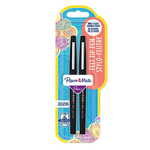 Paper Mate Flair-Stift mit mittlerer Spitze, 1,1 mm, Schwarz, 2er-Packung von PAPER MATE