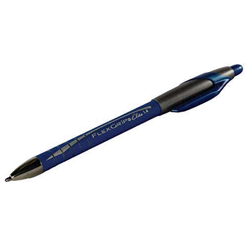 Paper Mate Flexgrip Elite-Druckkugelschreiber, mittlere Schreibspitze (1,4 mm), blau, 12er-Box von Paper Mate