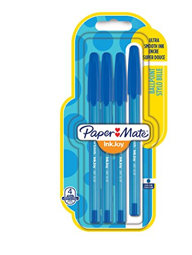 Paper Mate InkJoy 100 CAP Capped Kugelschreiber, mittlere Schreibspitze, 1,0mm, blau, 4er-Pack (1956713) von PAPER MATE