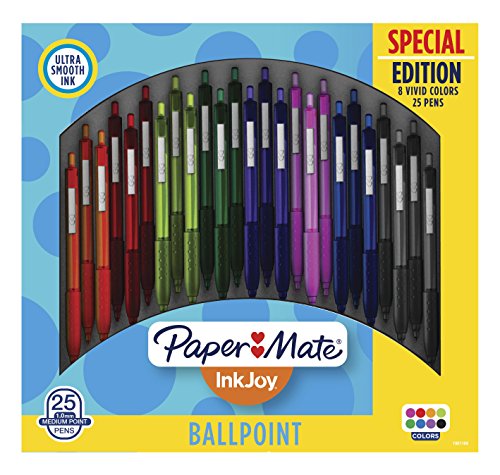 Paper Mate InkJoy 300RT Druckkugelschreiber, mittlere Spitze (1,0 mm), Special Edition, 8 lebendige Farben, 25 Stück von PAPER MATE