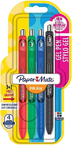 Paper Mate InkJoy Gelschreiber (mittlere Spitze, sortierte Standardfarben + Bonusfarbe) 4er-Packung von PAPER MATE