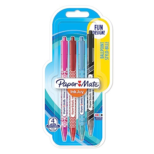 Paper Mate InkJoy Wrap-Druckkugelschreiber | mittlere Spitze | Gemischte Farben | 4 Stück von PAPER MATE
