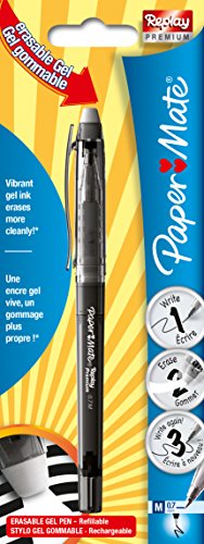 Paper Mate Replay Premium löschbarer Gelschreiber, mittlere Spitze, 0,7 mm – schwarz von PAPER MATE