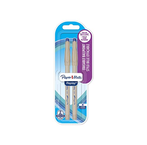 Paper Mate Replay Radierbarer Kugelschreiber | mittlere Spitze (1,0 mm) | blau | 2 Stück von PAPER MATE