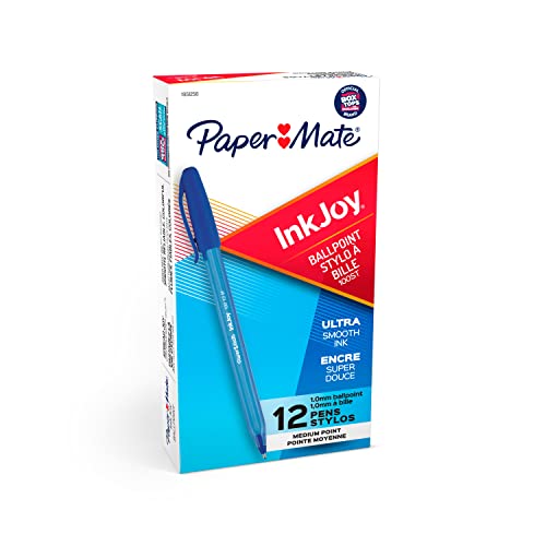 PaperMate InkJoy Kugelschreiber, Größe M, verschiedene Farben, 8er-Packung mit 100 Stück (1945932) Stock 12-Pack blau von PAPER MATE