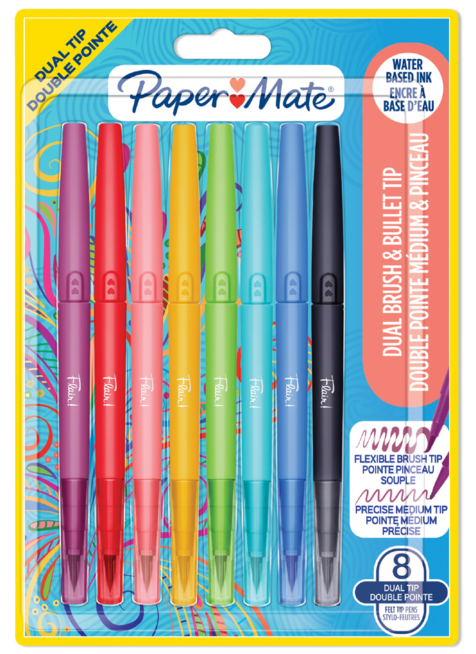 Paper:Mate Doppelfasermaler FLAIR Dual Brush, 8er Blister von PAPER:MATE