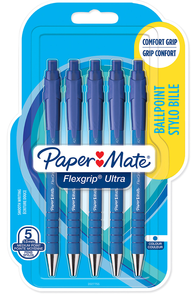 Paper:Mate Druckkugelschreiber FlexGrip Ultra, 5er Blister von PAPER:MATE