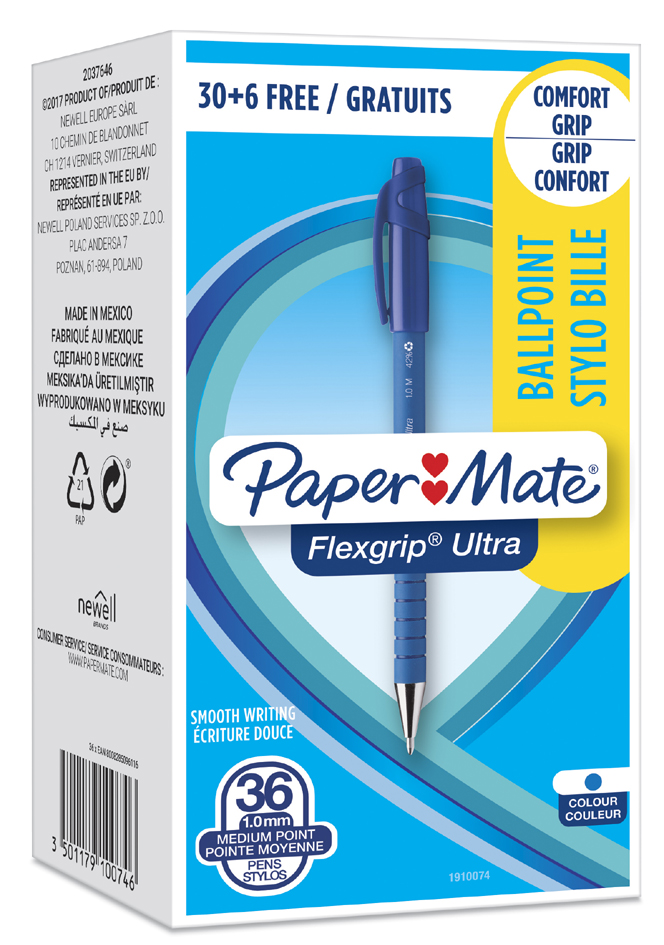 Paper:Mate Druckkugelschreiber FlexGrip Ultra, blau von PAPER:MATE