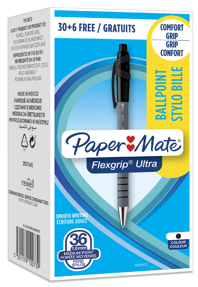 Paper:Mate Druckkugelschreiber FlexGrip Ultra, schwarz von PAPER:MATE