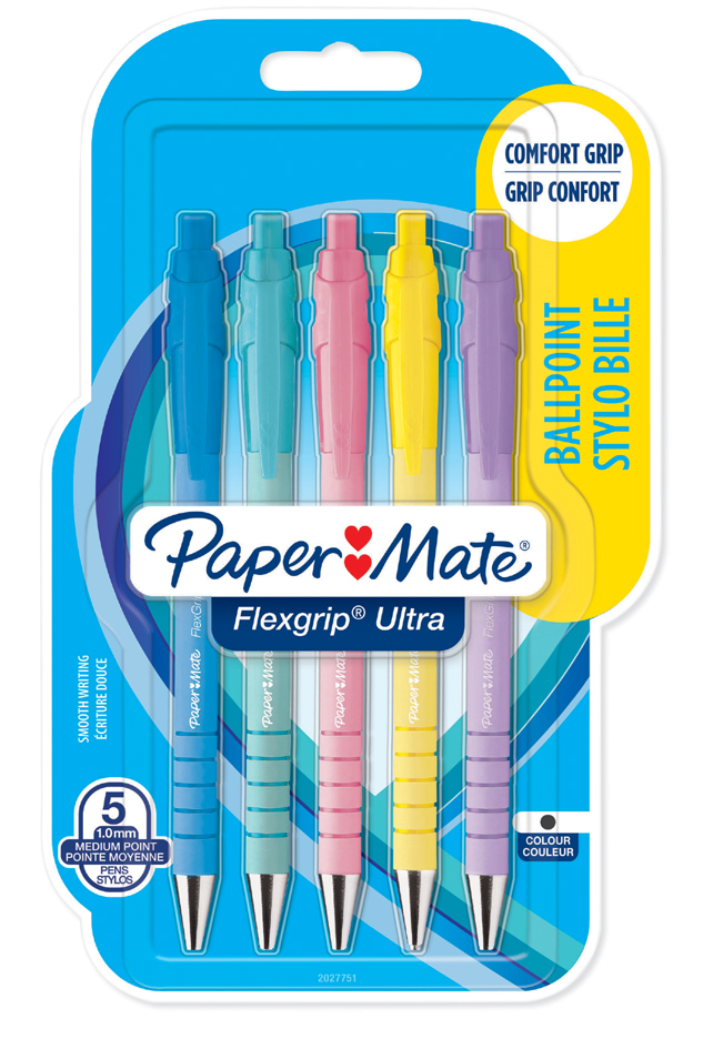 Paper:Mate Druckkugelschreiber FlexGrip Ultra Pastell, 5er von PAPER:MATE