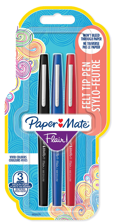 Paper:Mate Faserschreiber Flair, 3er Blister,farbig sortiert von PAPER:MATE