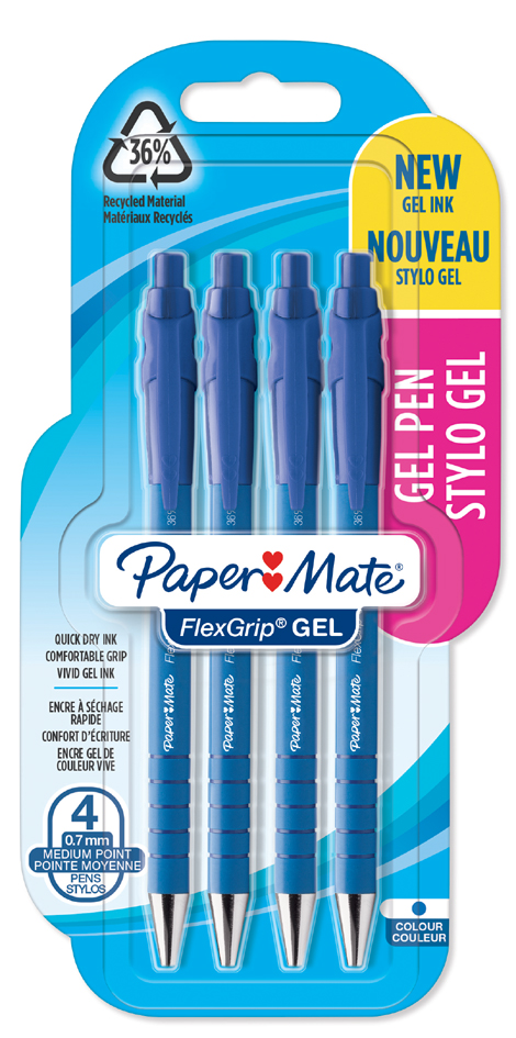 Paper:Mate Gelschreiber FlexGrip GEL, 4er Blister, blau von PAPER:MATE