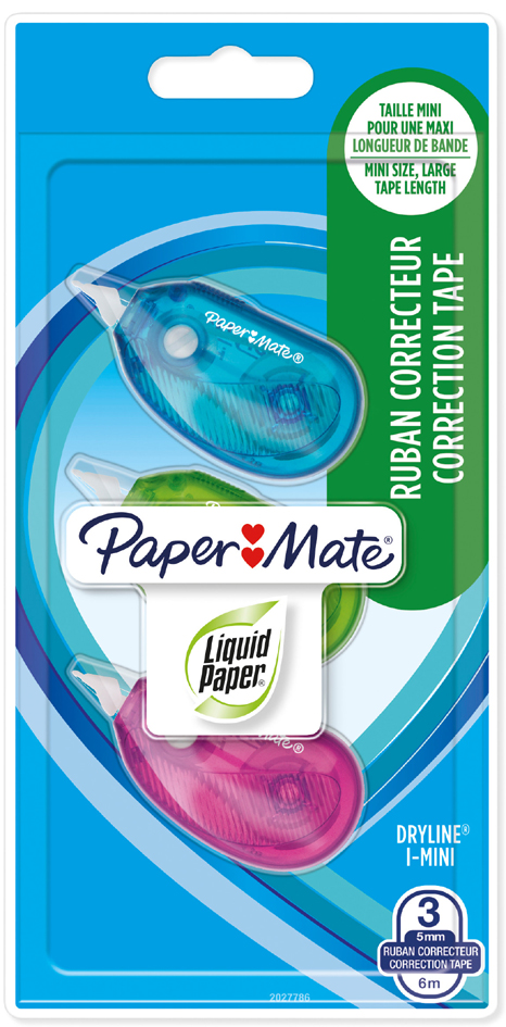 Paper:Mate Korrekturroller DRYLINE GRIP I-Mini, 3er Blister von PAPER:MATE